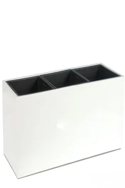 Aflange plantekrukker med hjul - hvid højglans - H.40+50+60+80cm
