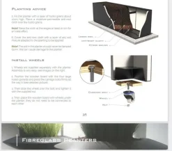 Aflange store plantekummer i glasfiber / polyester med hjul - 4 str.