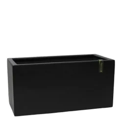 Aflang lav mat sort plantekasse med let Terrazzo look / 5 års garanti
