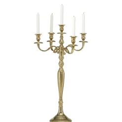 5 armet lysestage / kandelaber i guld aluminium - H.78xØ.45cm