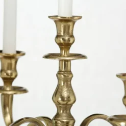 5 armet lysestage / kandelaber i guld aluminium - H.78xØ.45cm
