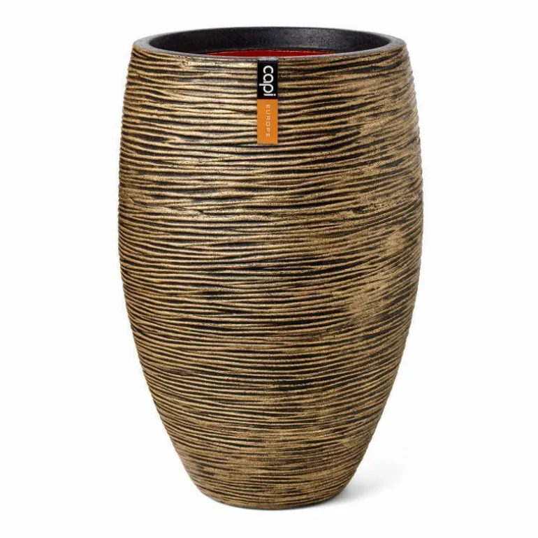 Ball Rib - Indendørs krukke med vandrette ribber - Livstidsgaranti - Guld + Sort + Antrazit