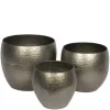 Bankede metalpotter i retro look / Skjulere i metal - SÆT