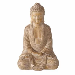 Beige/mørk sand Buddha figur 30cm + 49cm