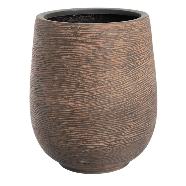 Brun eller Lysegrå vandtæt krukke i glasfiber med mønster - H.56xØ.45