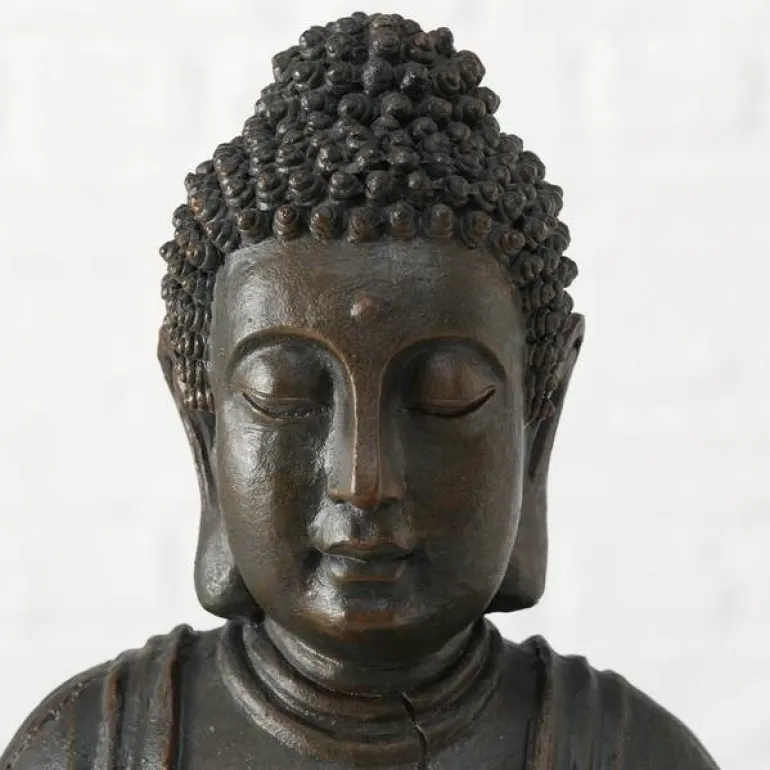 50cm Buddha Figur brun antik