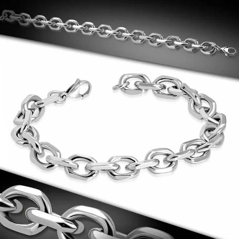 21cm link chain armbånd i stål - 10mm bred