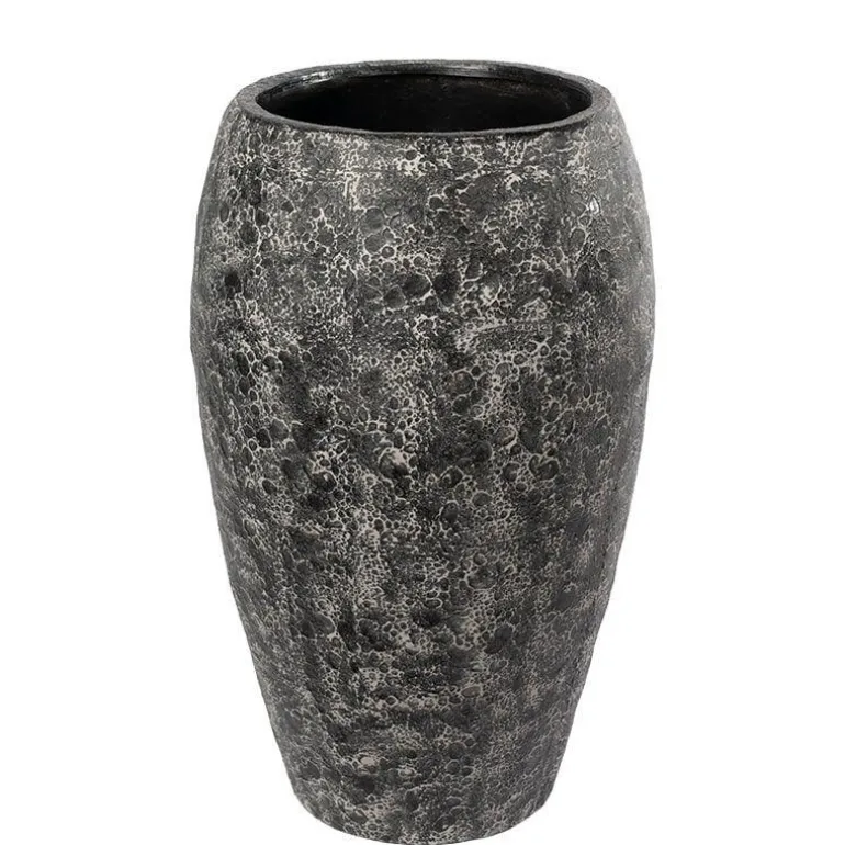 86cm rustik krukke i light black antik + sort / Fiberstone