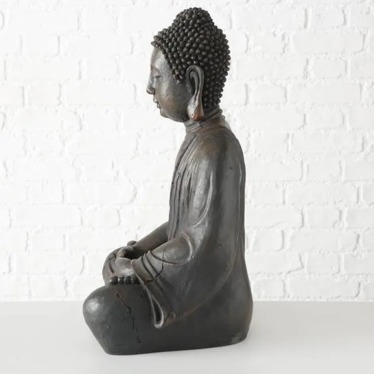 70cm stor Buddha figur i brun antik