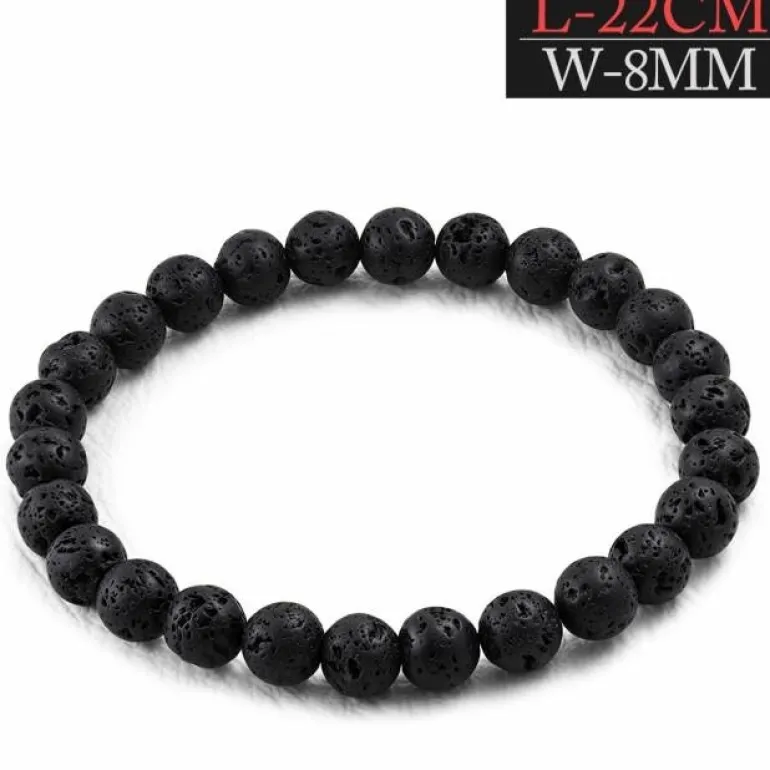 22cm stretch volcano lava armbånd - 4mm - 6mm eller 8mm