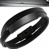 DeLuxe wrap læderarmbånd med stålplade - 40cm