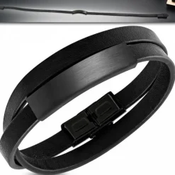 DeLuxe wrap læderarmbånd med stålplade - 40cm