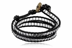Dobbelt wrap læderarmbånd med perler - 4 farver