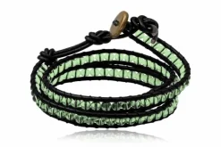 Dobbelt wrap læderarmbånd med perler - 4 farver