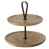 Etagere med mangotræ og jernhåndtag - Ø.35cm