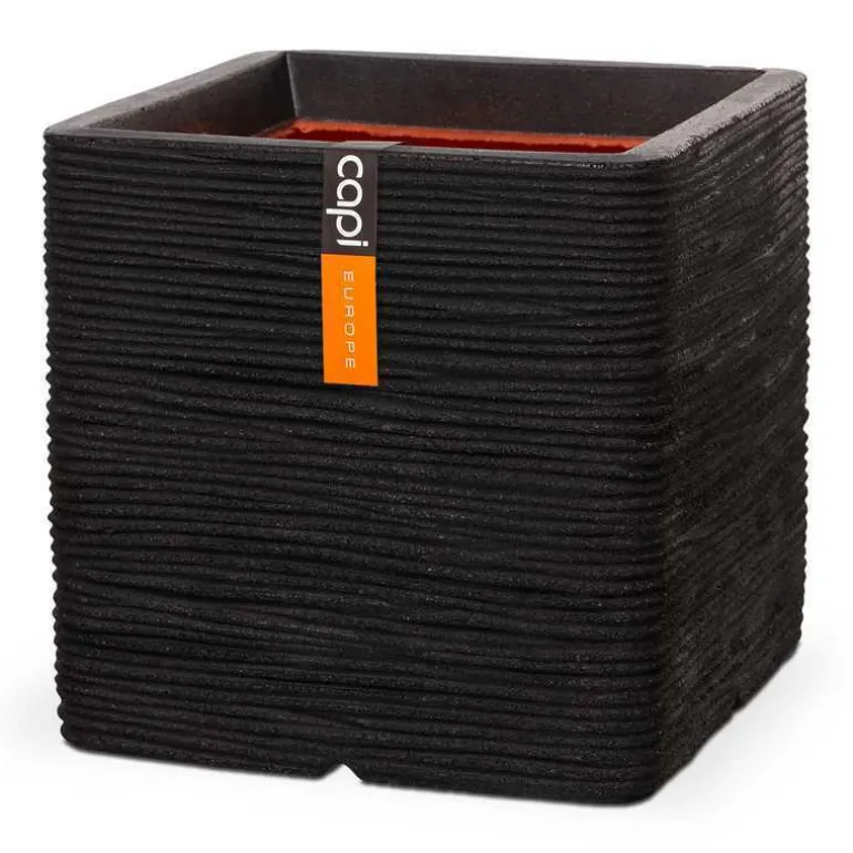 Firkantet square krukke rib black - 40x40 + 50x50cm - Livstidsgaranti