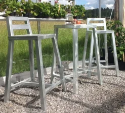 Galvaniseret cafebord med 2stk galvaniserede barstole / Cafesæt
