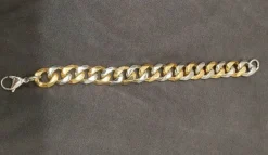 Guld og blank stålarmbånd 15mm - ca 19cm håndled