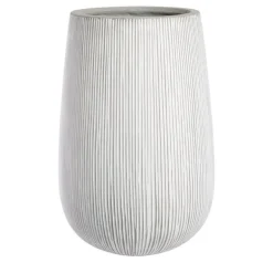 H.66xØ.44 Krukke med riller / striber i fiberstone - Hvid antik eller Grå