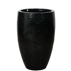 Indendørs krukker i sort lakeret metal med hammered finish / 3str.