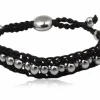 Knyttet macrame armbånd med stålkugler