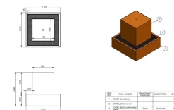 Kubisk Vandfontæne i corten stål med vandkar og LED lys