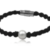 Læderarmbånd med ferskvandsperle
