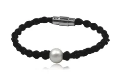 Læderarmbånd med ferskvandsperle