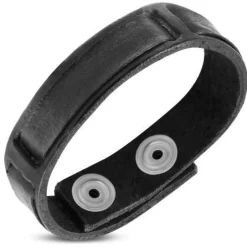 Læderarmbånd med knaplås