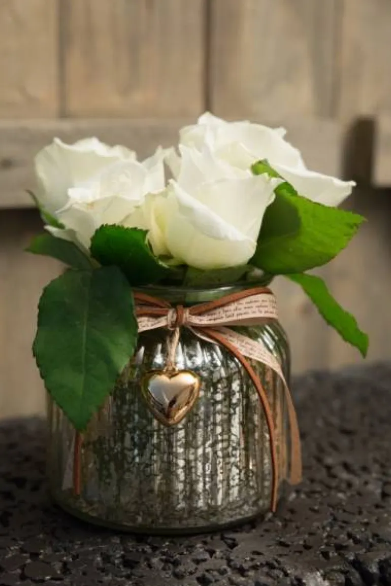 Lysestage / vase med læder & hjerte
