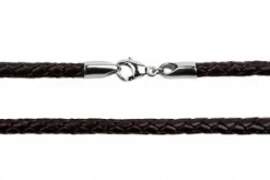 5 mm Flettet Læderhalskæde - Sort + Brun