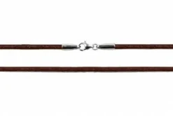 2 mm Læderhalskæder - sort/brun m/k