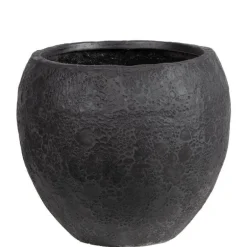 Pamir - Stor rustik rund sort krukke i Fiberstone - Ø.34 + Ø.48 + Ø.69cm