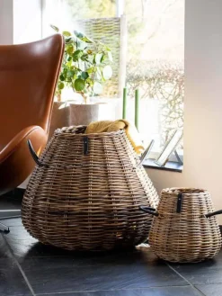 Pæreformede koniske rattan krukker - Ø.30 + Ø.50 + Ø.70
