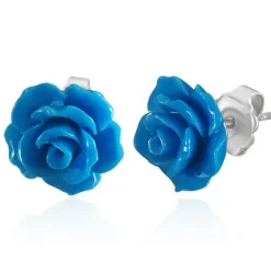 Rose ørestikker i rustfri stål med resin - 3 farver