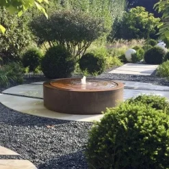 Runde Eksklusive Corten Stål Vandborde / Havefontæner - H.75cm