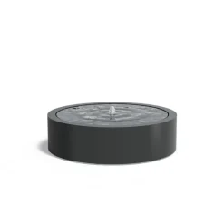 Runde lave vandbassiner / vandfontæner i aluminium med LED lys - H.40cm