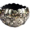 Rund krukke med rustfri stålkant og black lip shell - Ø.50cm