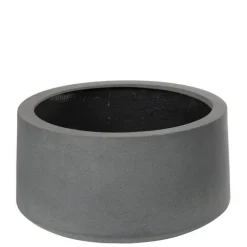 Rund lav sort eller grå krukke i Fiberstone - Ø.54xH.27cm