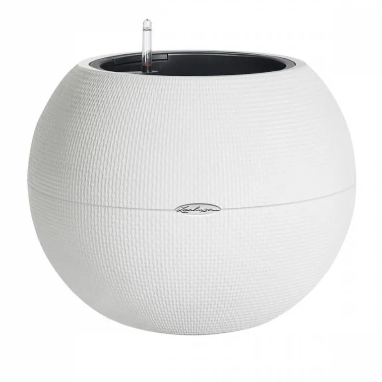 Rund Plantekrukke med indsats og selvvanding - Ø.50cm / Hvid - Sand - Slate
