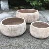 Små lave terracotta krukker i sæt med 3stk
