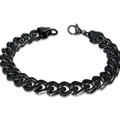 Sort cuban link stålarmbånd til mænd 9mm