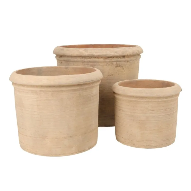 3stk runde Terracotta lerkrukker - antik choko vintage - Ø.55cm
