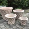 Sæt med 4stk Terracotta krukker med mønster