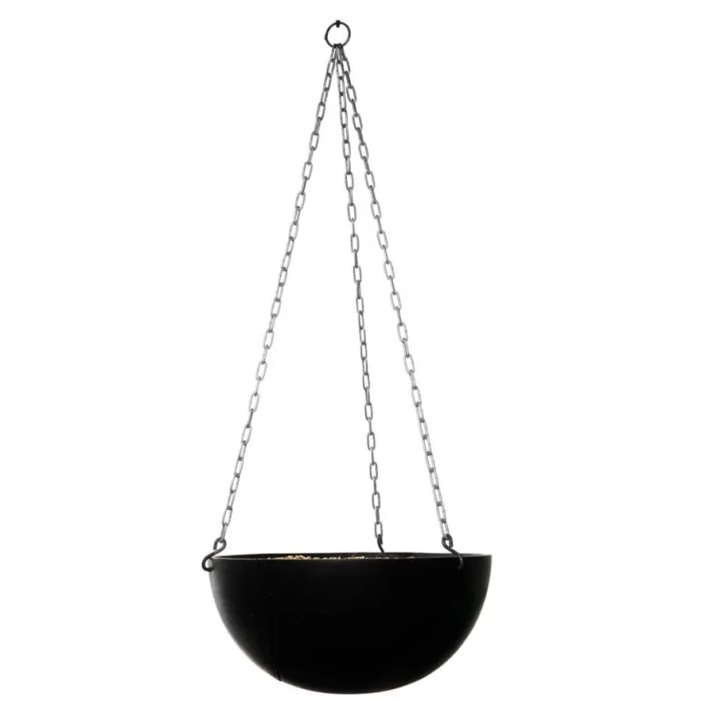 Stor ampel / hængekrukke i sort polystone - ø.46cm