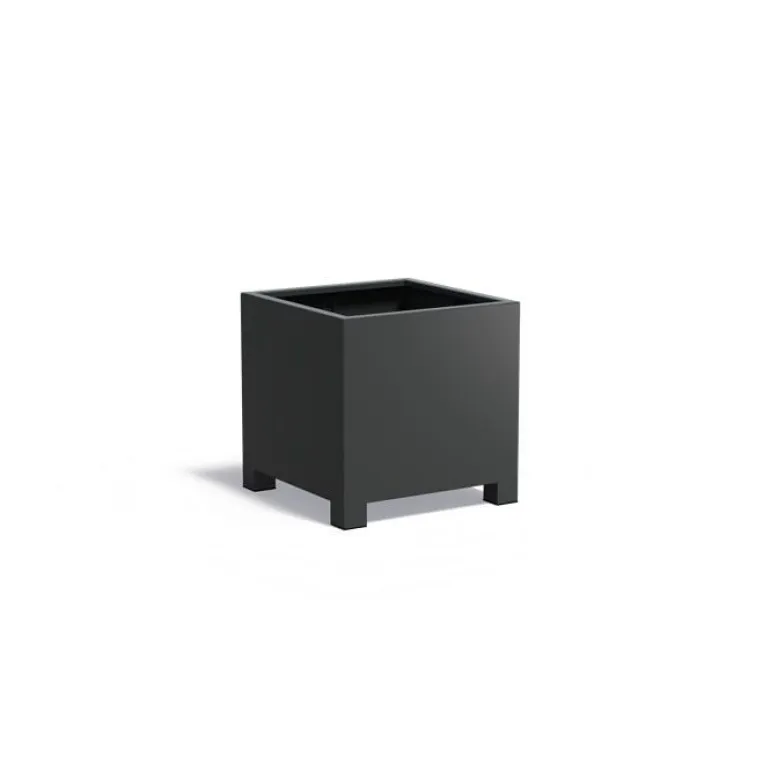 Store firkantede plantekasser i aluminium med ben / fødder - 7021 Antrazit