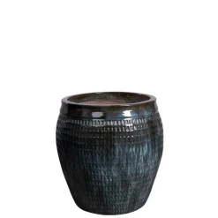 Store glaserede krukker i keramik - misty blue - op til Ø.81xH.81cm