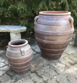 Store hårdtbrændte ironstone Lerkrukker / keramik krukker i sæt