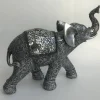 Stor elefant i silver antik med spejle - L.32cm