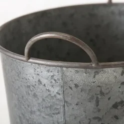 Store ovale zink potter / baljer med håndtag - Sæt